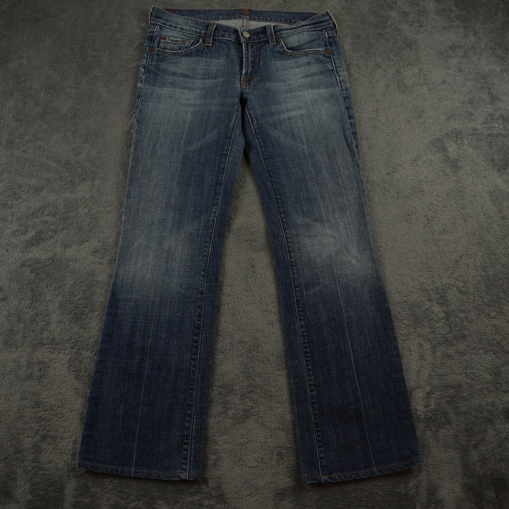 7 For All Mankind Original Bootcut Jeans Women 31 Blue Medium Wash Stretch Denim